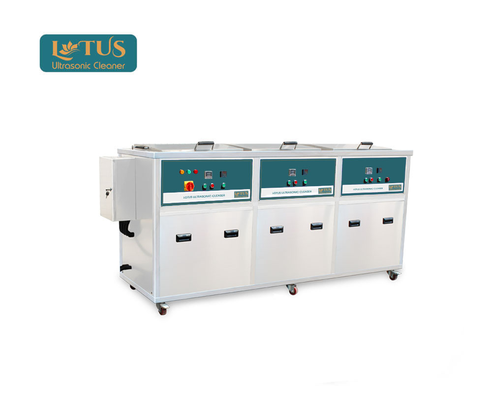 Bể rửa siêu âm công nghiệp dòng ba bể 77L (Làm sạch + sục rửa + sấy khô)