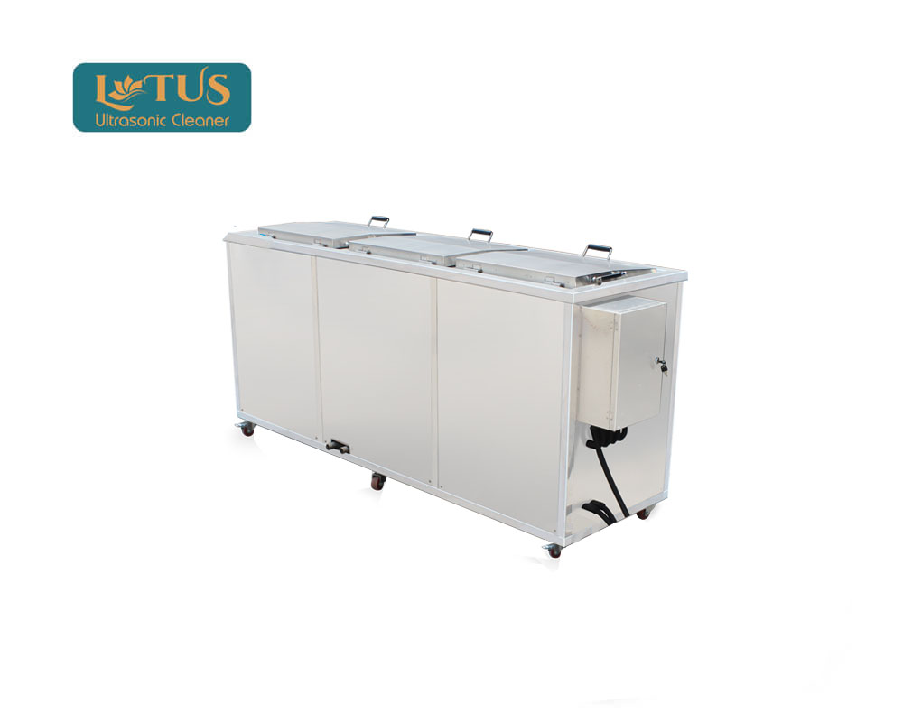 Bể rửa siêu âm công nghiệp dòng ba bể 77L (Làm sạch + sục rửa + sấy khô)